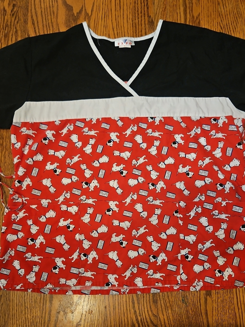 Kids Short-Sleeve Dog Print Top in Black, White & Red